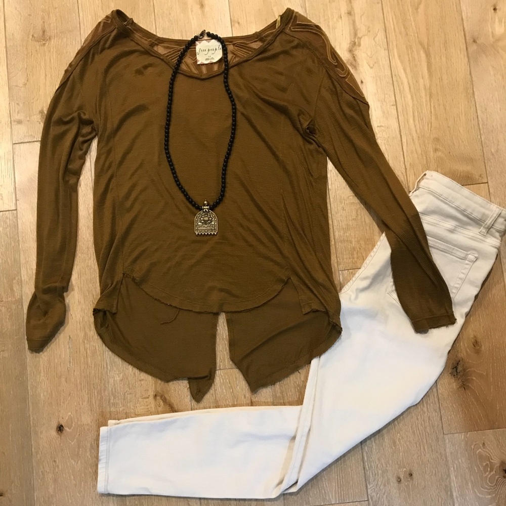 burnt orange Free People long sleeve top